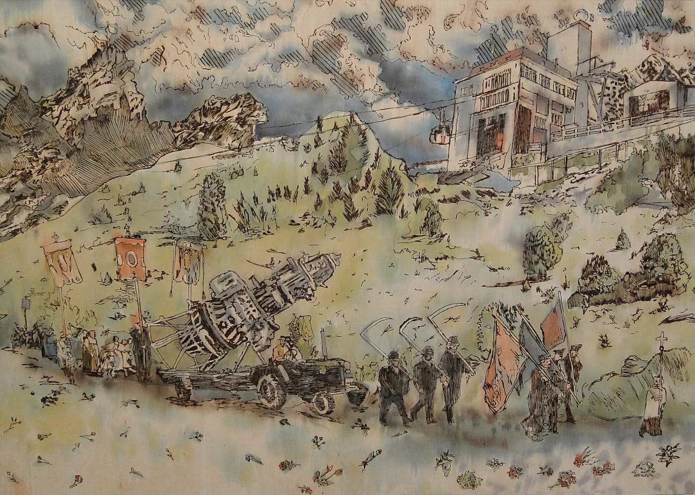 Procesia s družicou (zo série Slovenský vesmírny program)